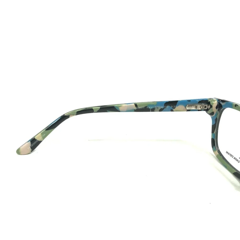 Gwen Stefani GX 011 NAV Eyeglasses Frames Black Blue Square Cat Eye 51-16-135